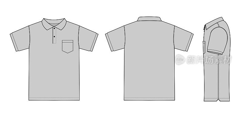 Polo shirt (golf shirt) template illustration ( front/ back/ side ) / gray